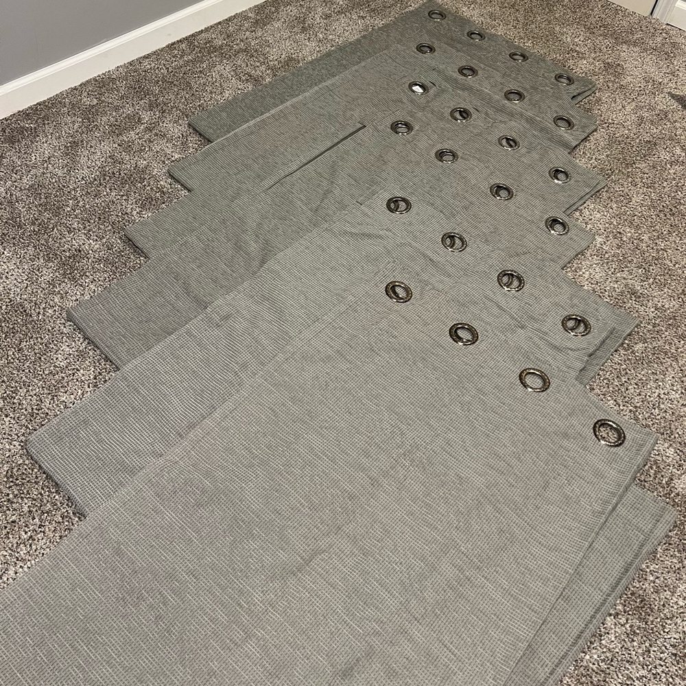 Bed Bath and Beyond gray grommet blackout curtains. 84”
